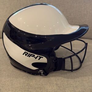 RIP-IT Black and White Kids Softball Helmet